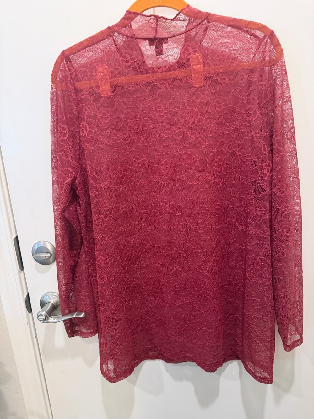 torrid Wine Lace Mock Neck Long-Sleeve Top - Picture 3 of 4
